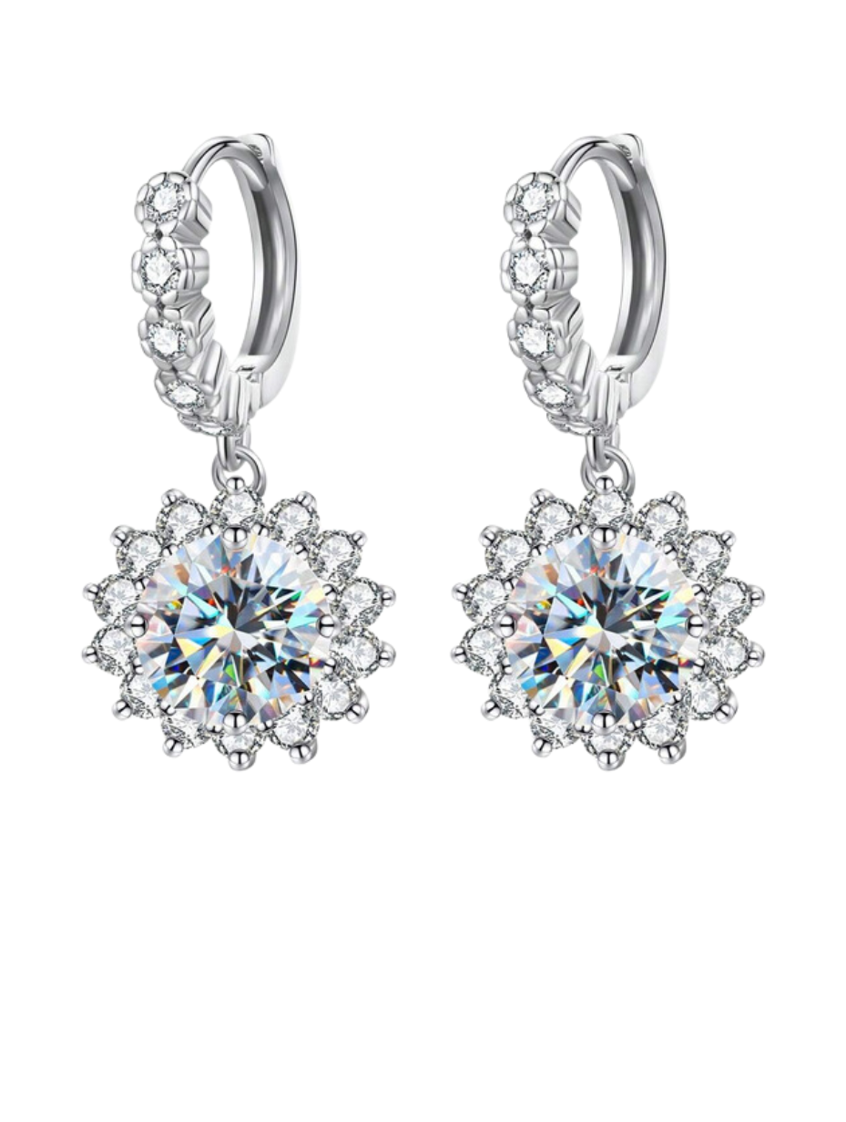 Sunflower Moissanite Earrings | S925 Sterling Silver