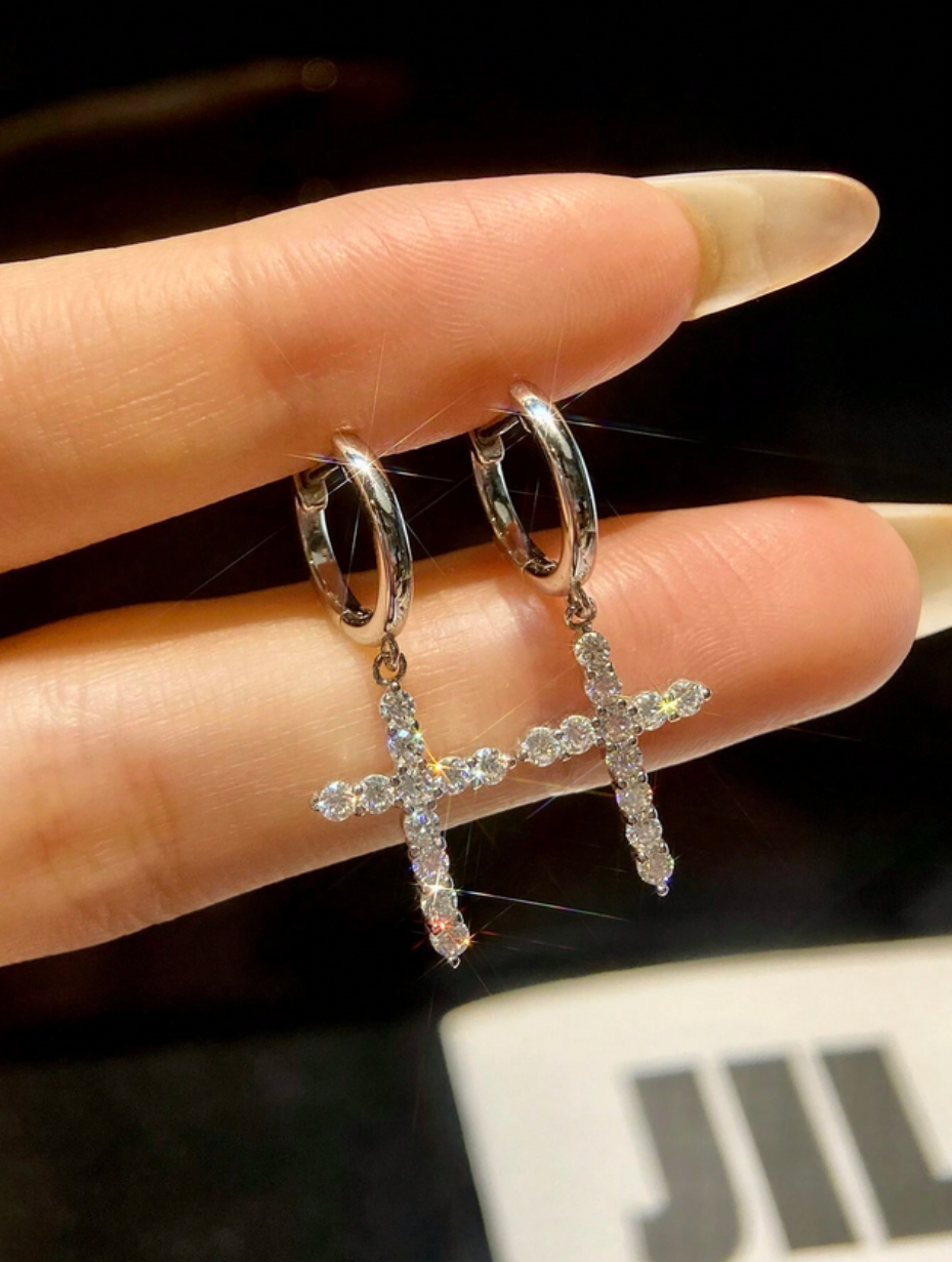 Korsdesign Moissanit Øreringe | S925 Sterling Sølv