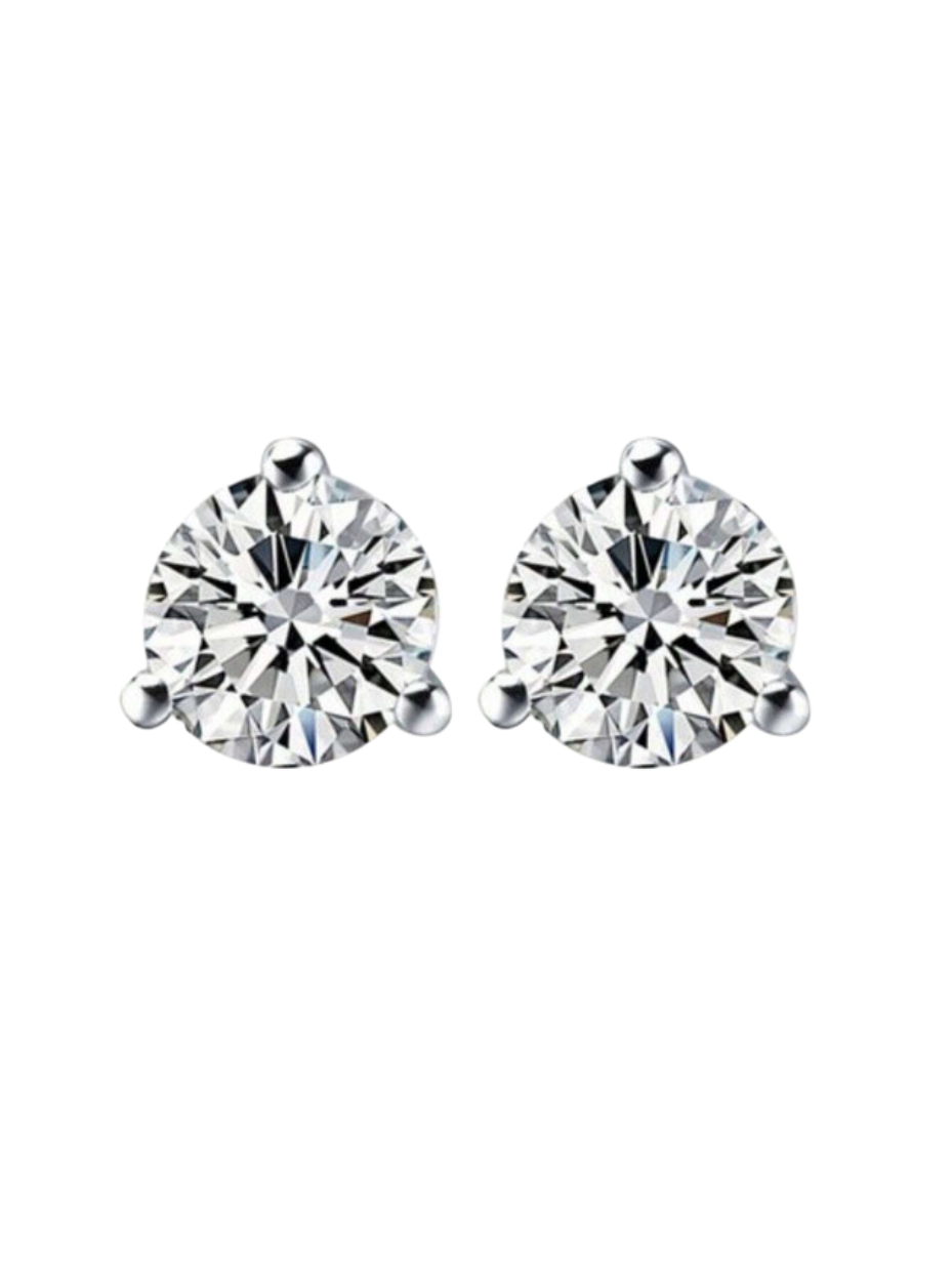 Moissanite 3-Prong Stud Earrings | D Color