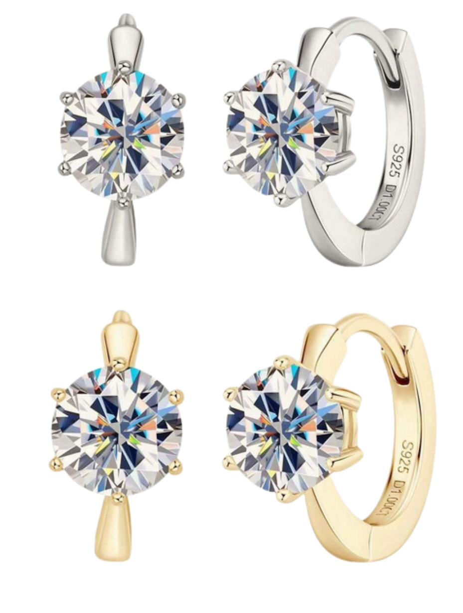 Simple Moissanite Stud Earrings | S925 Sterling Silver