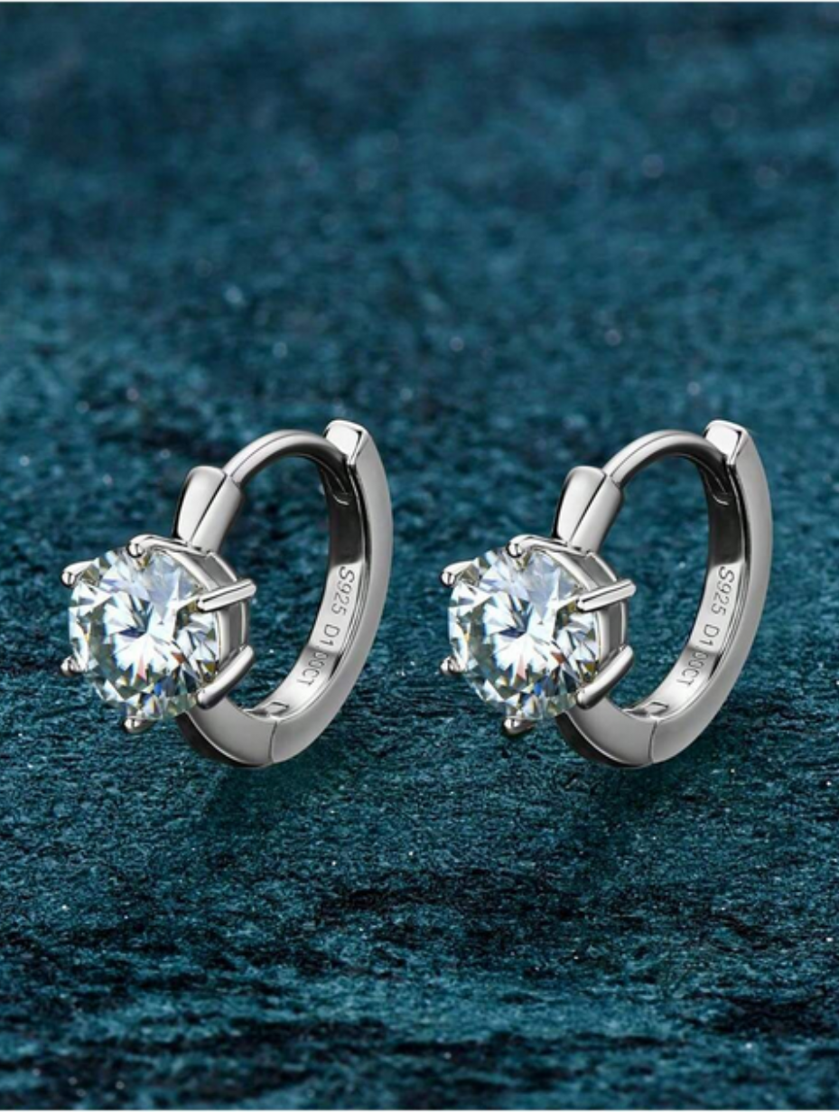 Simple Moissanite Stud Earrings | S925 Sterling Silver