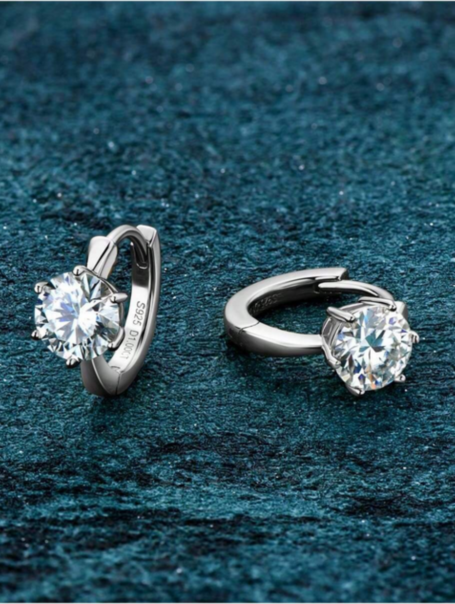 Simple Moissanite Stud Earrings | S925 Sterling Silver
