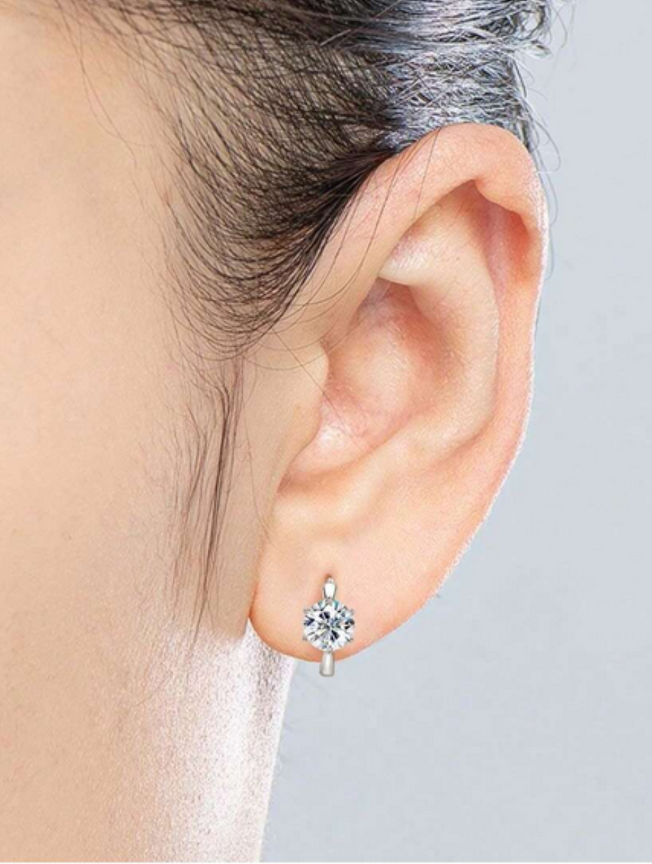 Simple Moissanite Stud Earrings | S925 Sterling Silver