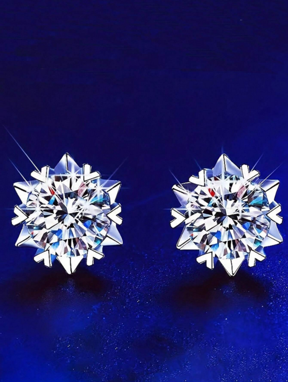 Snowflake Moissanite Stud Earrings | S925 Sterling Silver
