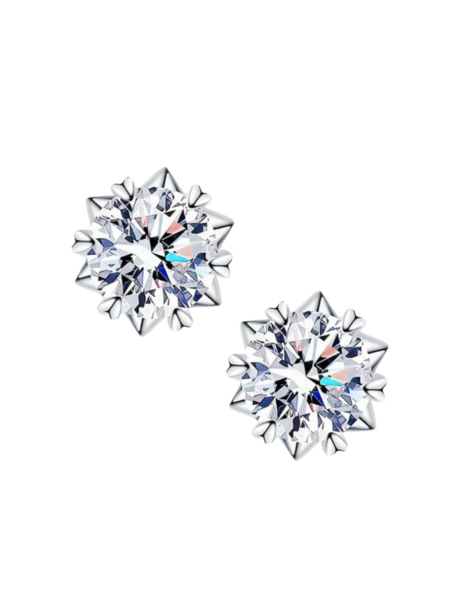 Snowflake Moissanite Stud Earrings | S925 Sterling Silver