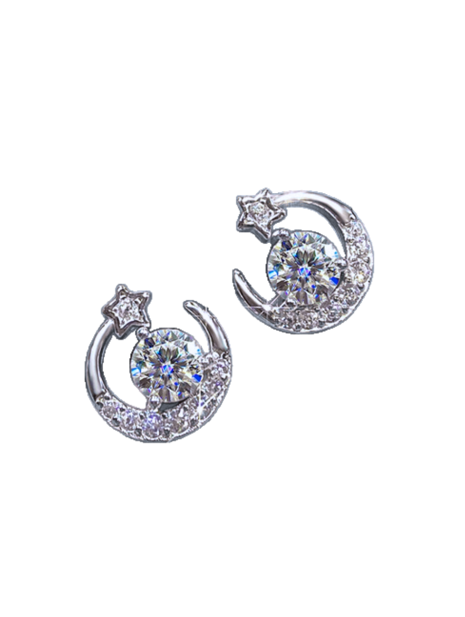Round Moissanite Stud Earrings | S925 Sterling Silver