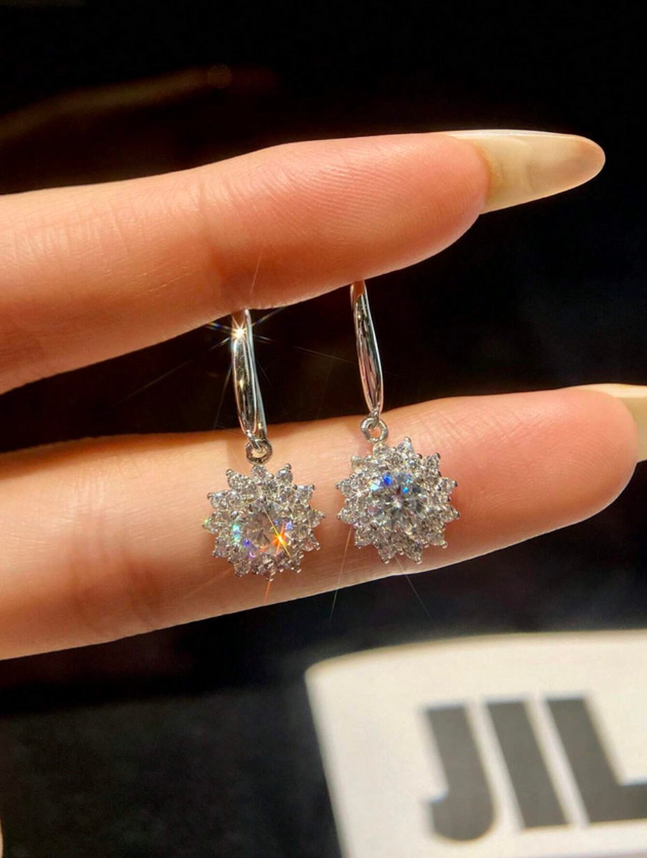 Sunshine Flower Moissanite Earrings | S925 Sterling Silver