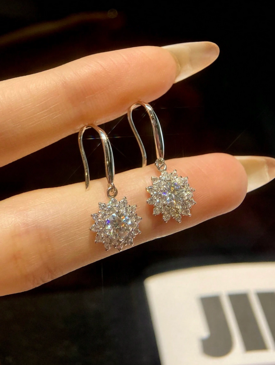Sunshine Flower Moissanite Earrings | S925 Sterling Silver