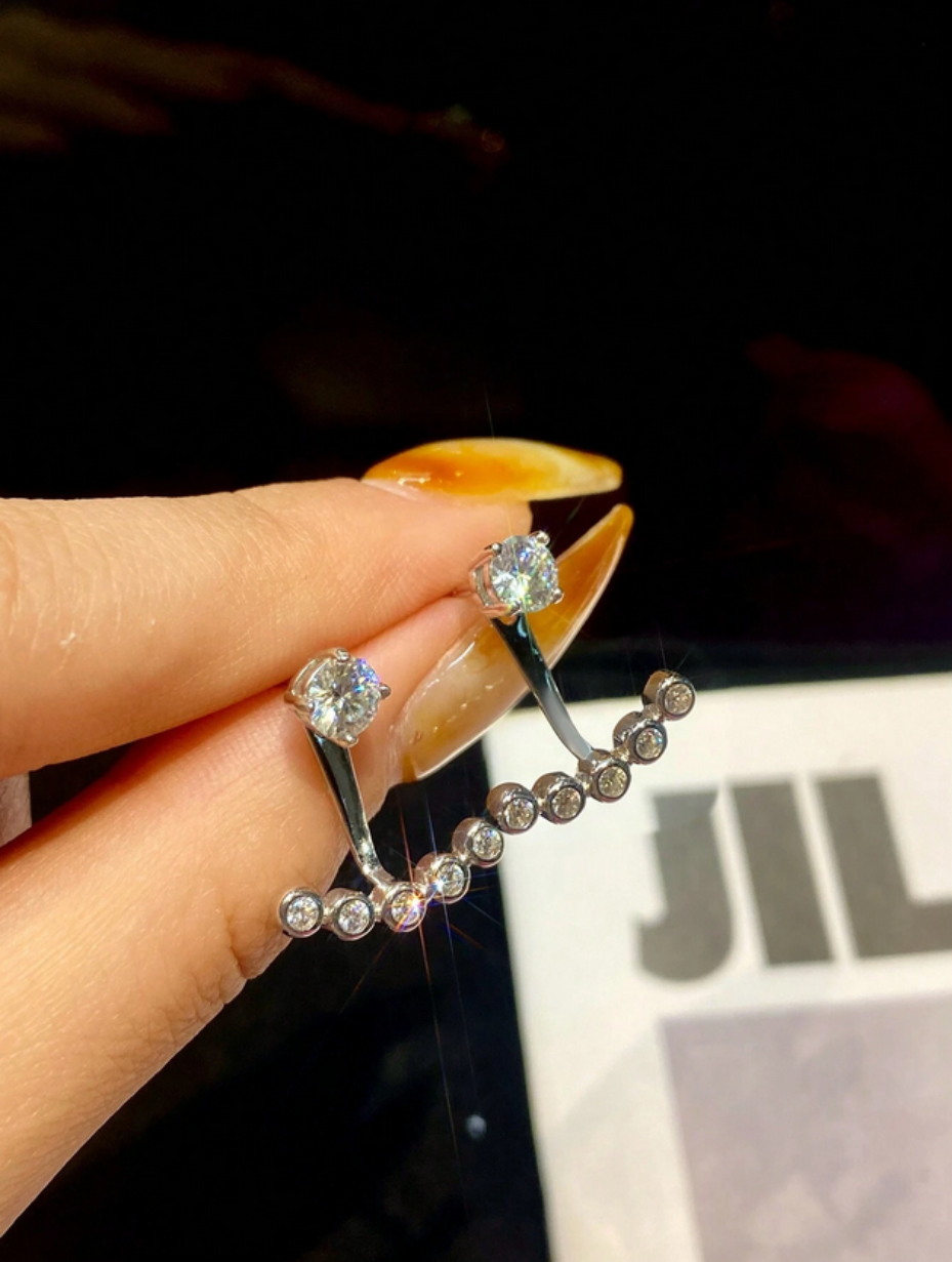 Sway Five Rows Moissanite Earrings | S925 Sterling Silver