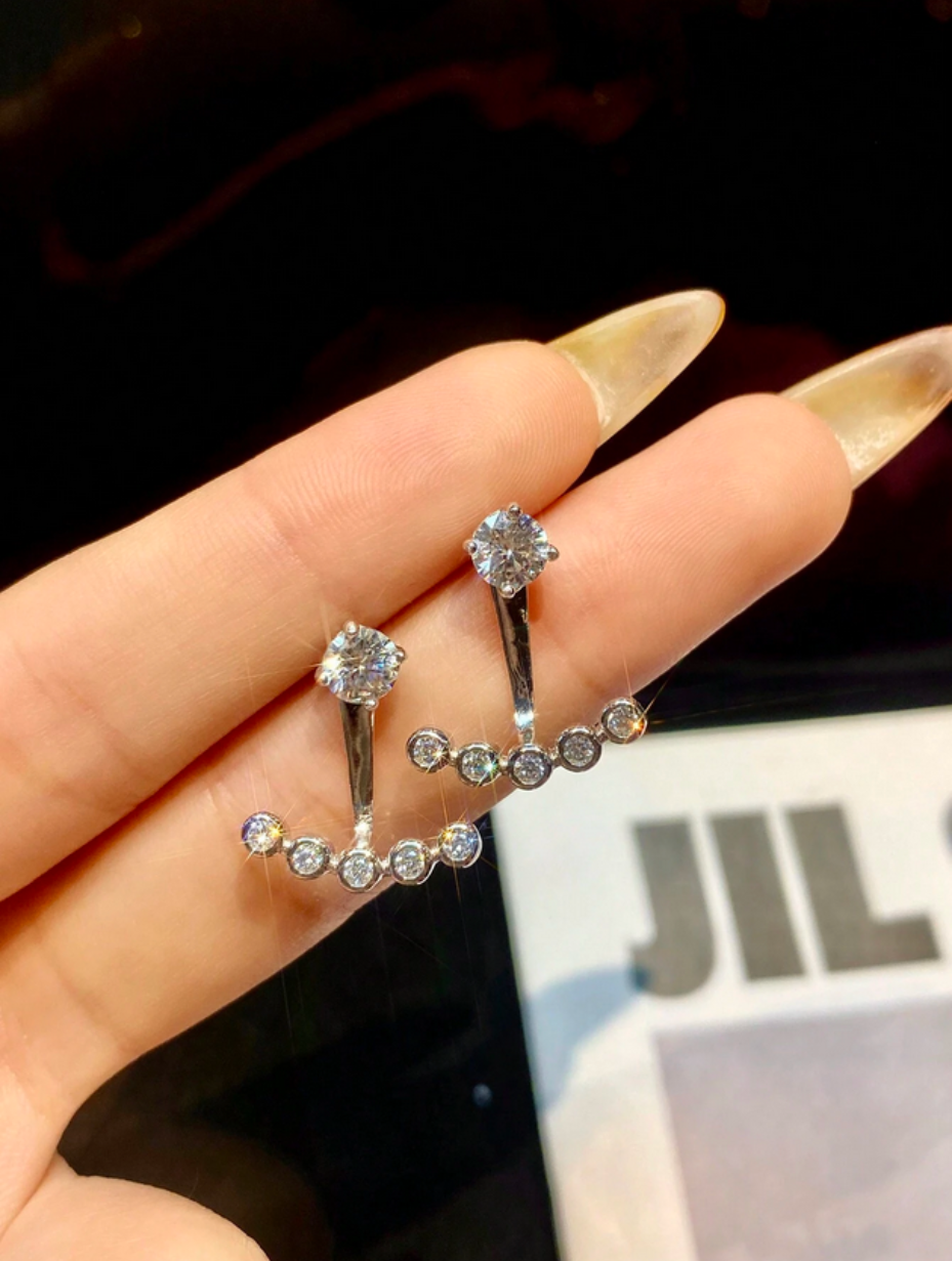 Sway Five Rows Moissanite Earrings | S925 Sterling Silver