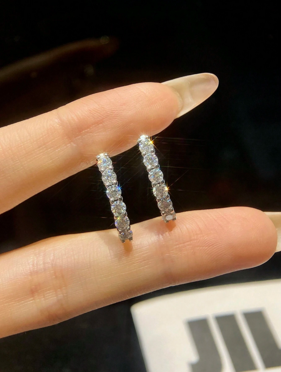 Moissanite Single-Side Studs | D-Color Elegant Design