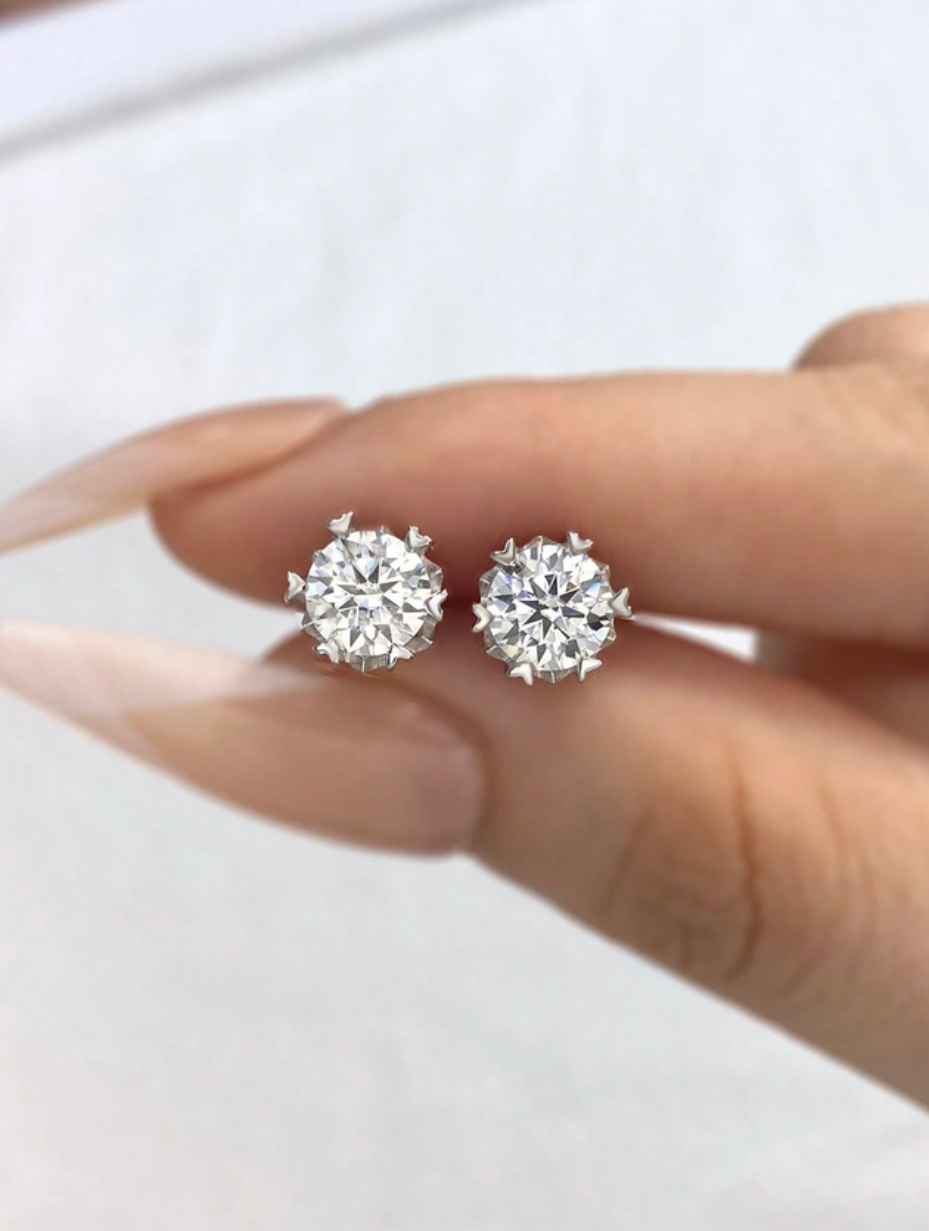 Snowflake Moissanite Stud Earrings | Elegant Design