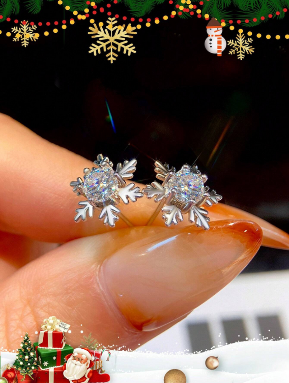 Snowflake Moissanite Stud Earrings | Elegant Design