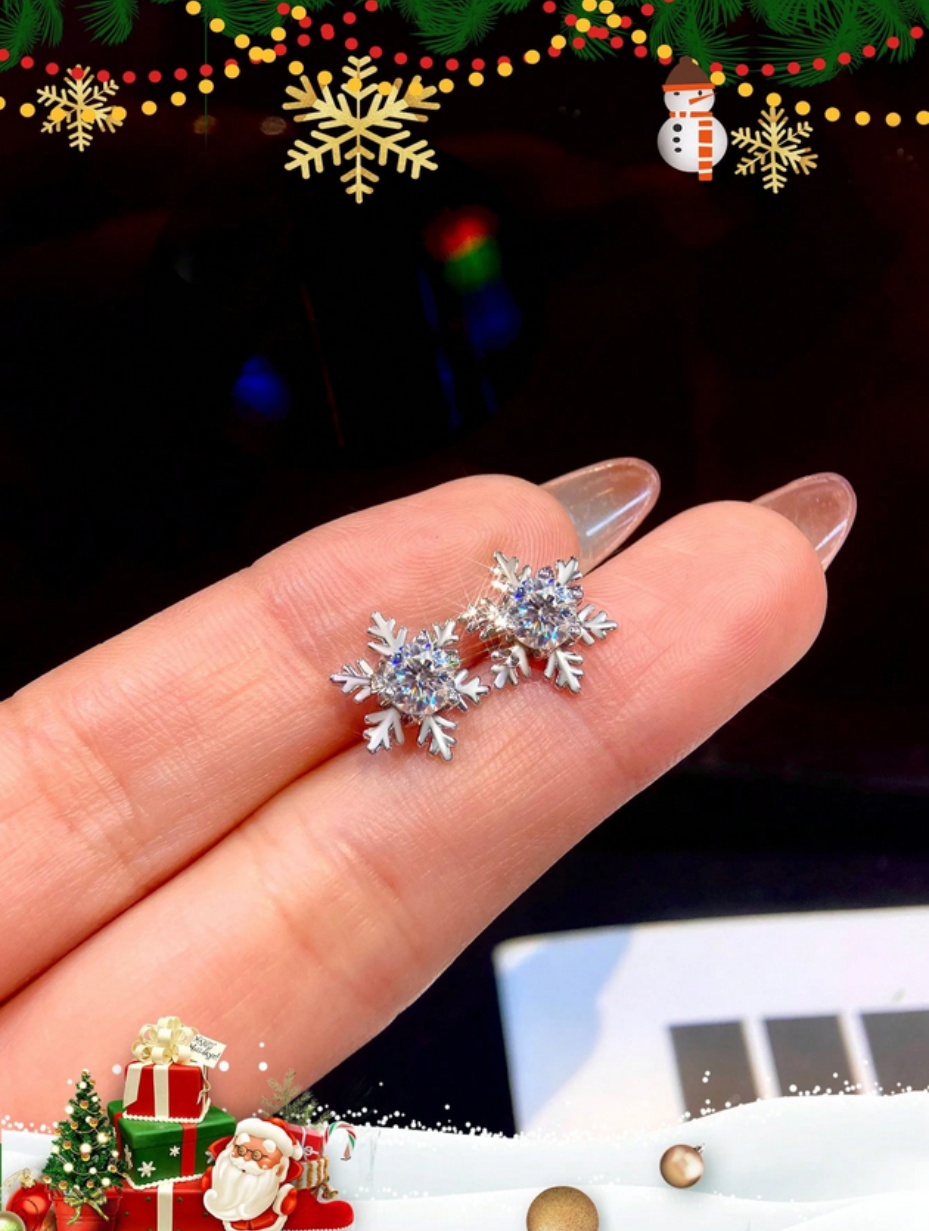 Snowflake Moissanite Stud Earrings | Elegant Design