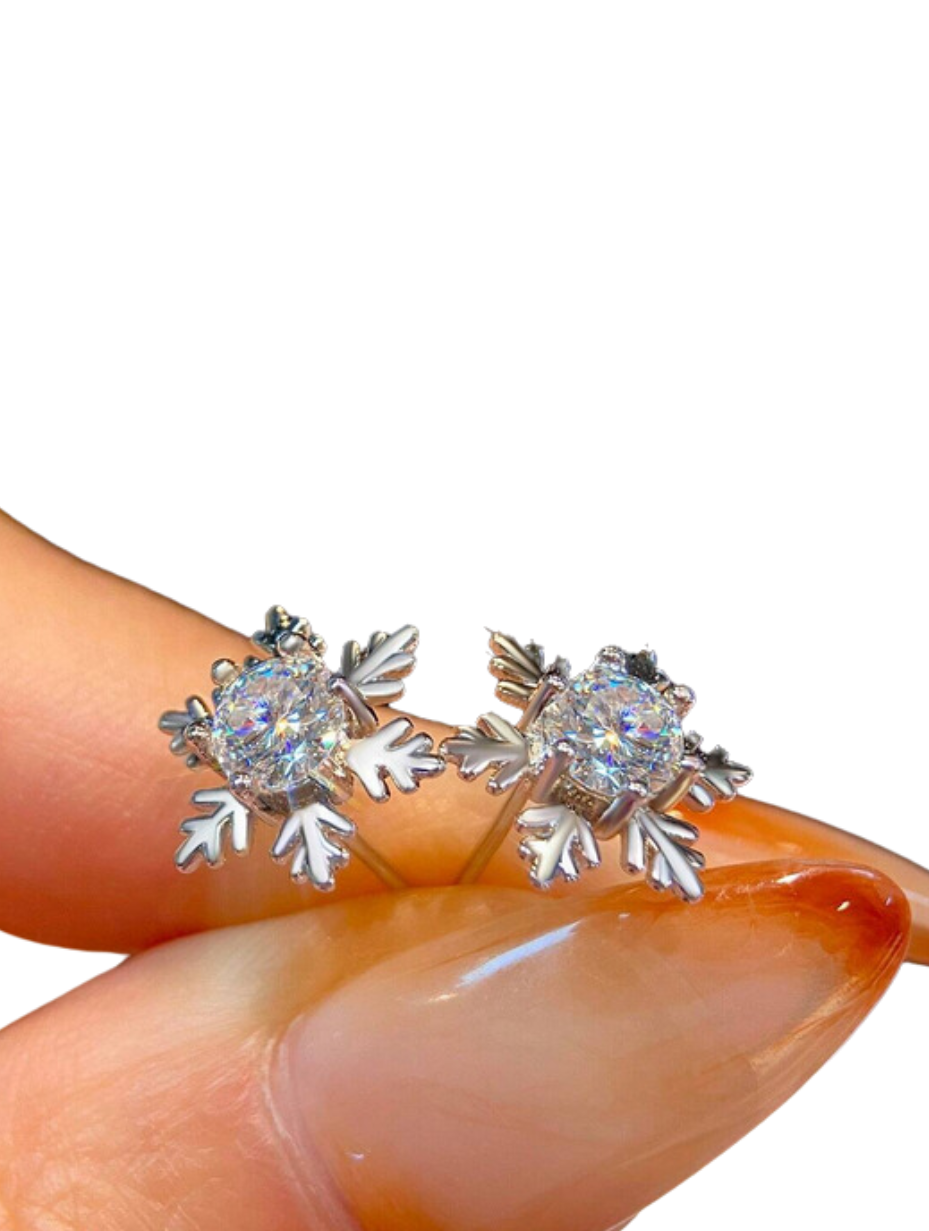 Snowflake Moissanite Stud Earrings | Elegant Design
