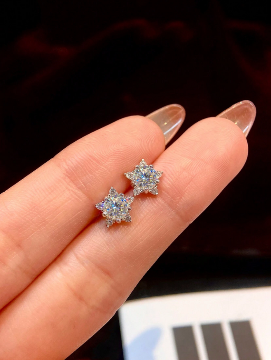 Starlight Queen Moissanite Earrings | Elegant Design