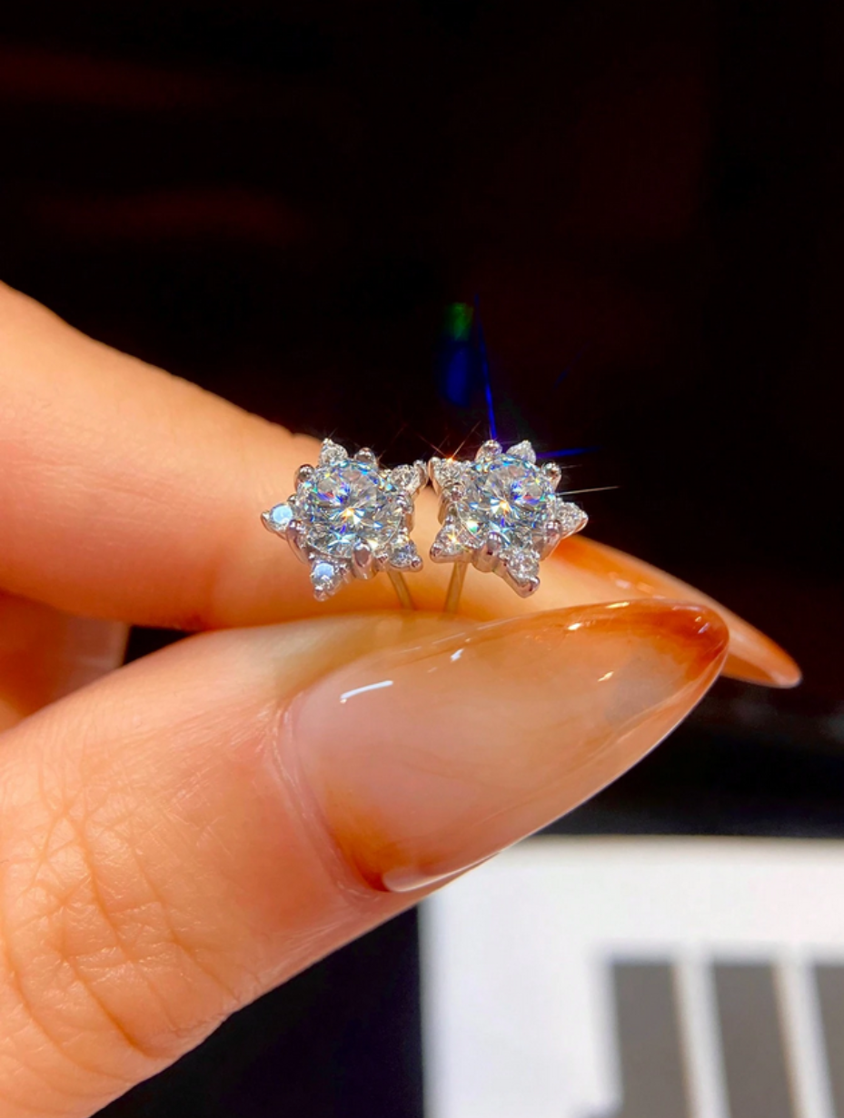 Starlight Queen Moissanite Earrings | Elegant Design