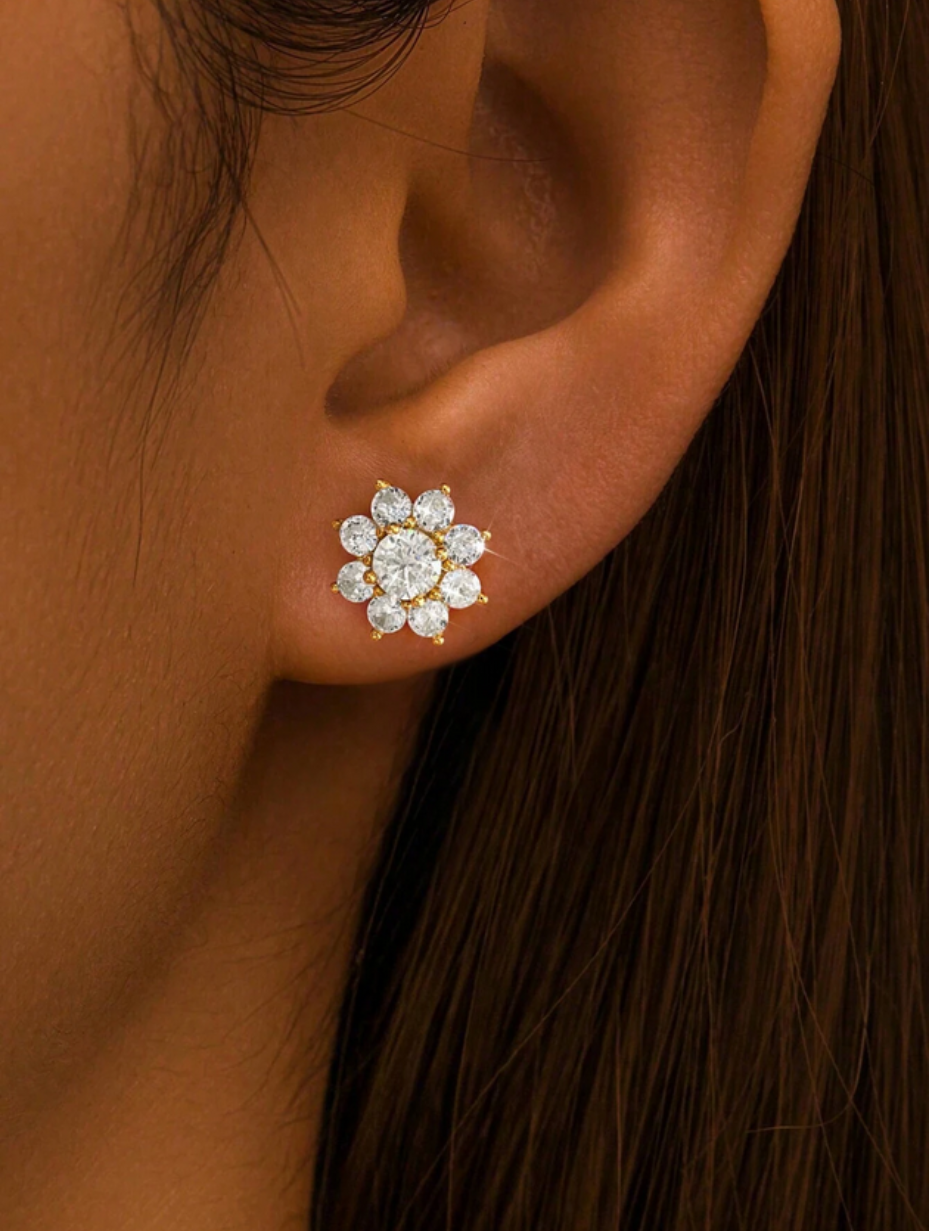 Blomster Moissanit Øreringe | S925 Sterling Sølv