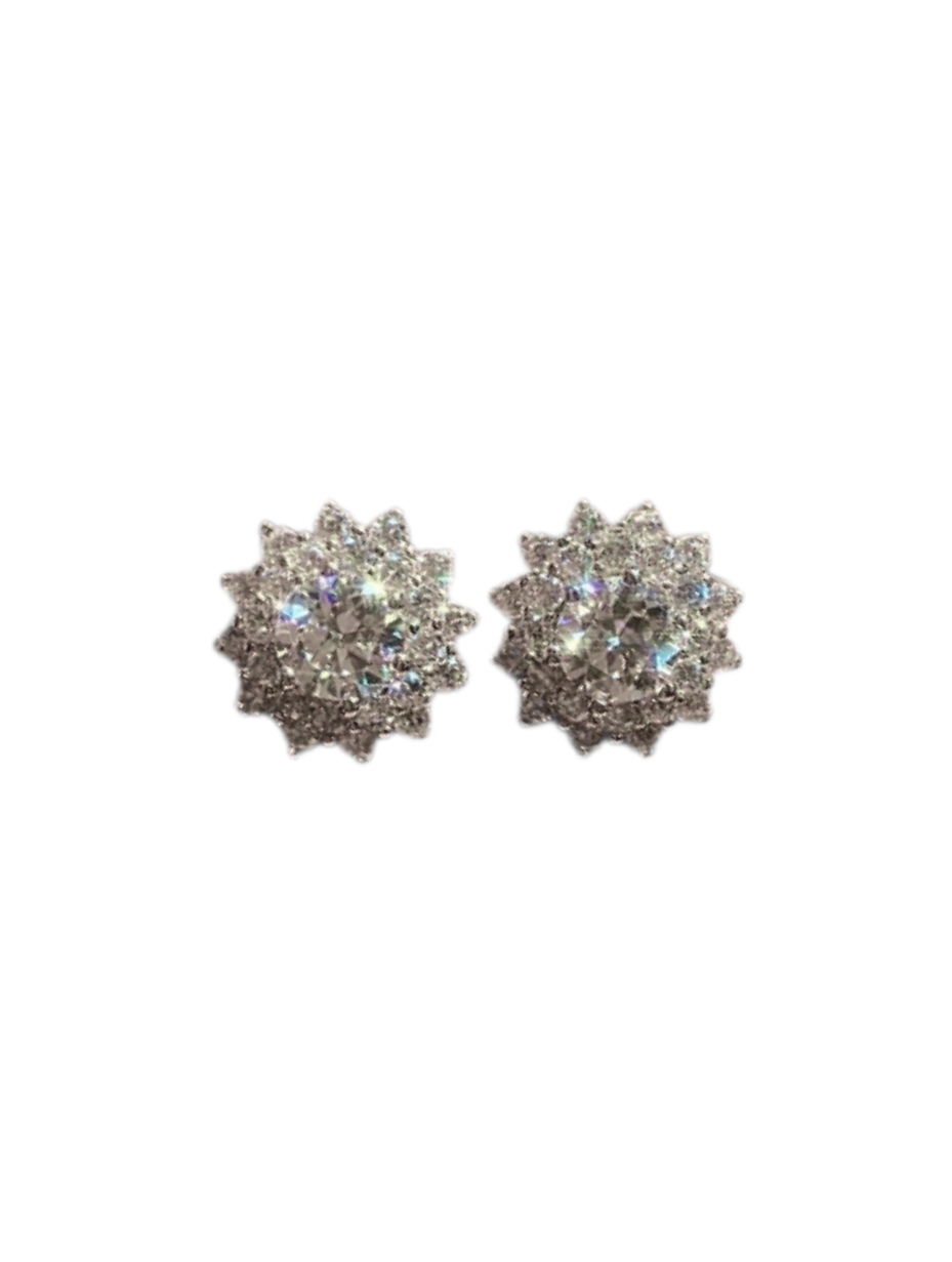 Sunflower Moissanite Stud Earrings | S925 Sterling Silver