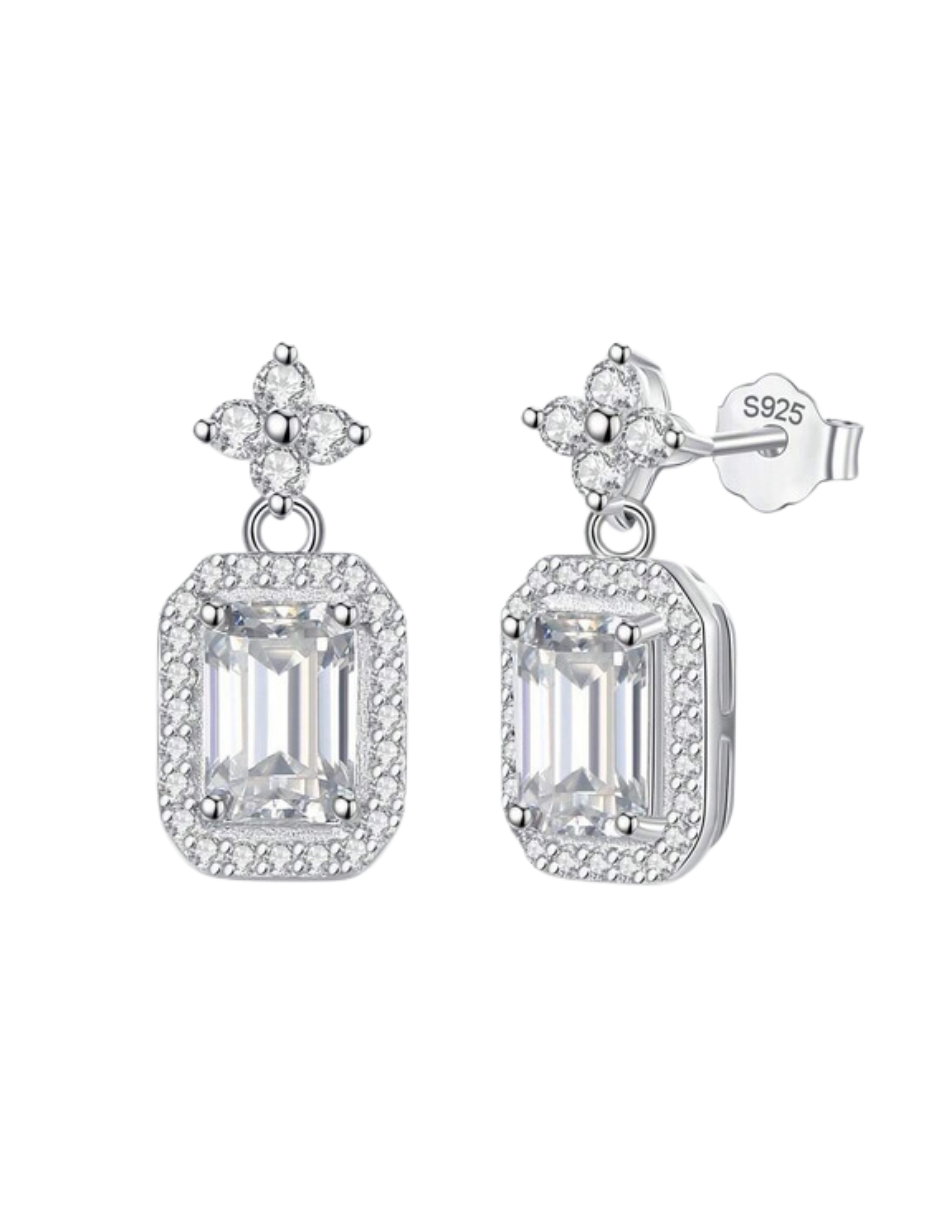 Square Moissanite Earrings | Modern S925 Design
