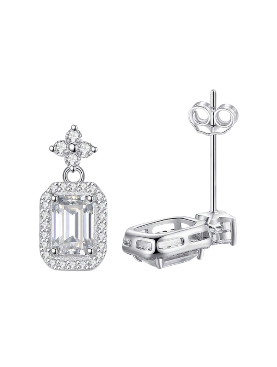 Square Moissanite Earrings | Modern S925 Design