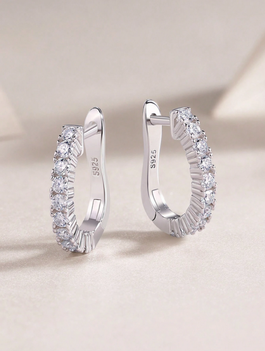 Elegant Moissanite Earrings | Timeless Sterling Silver Design
