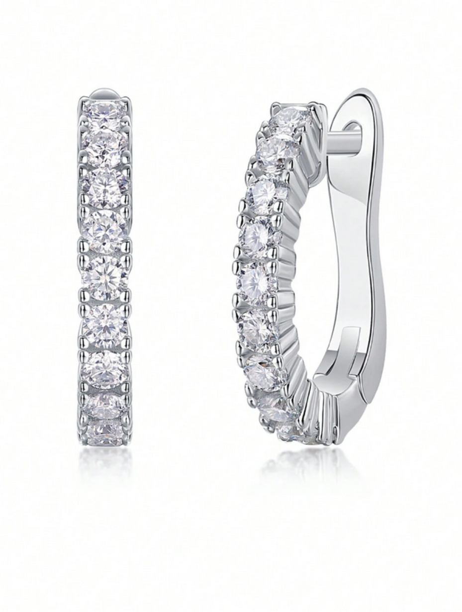 Elegant Moissanite Earrings | Timeless Sterling Silver Design
