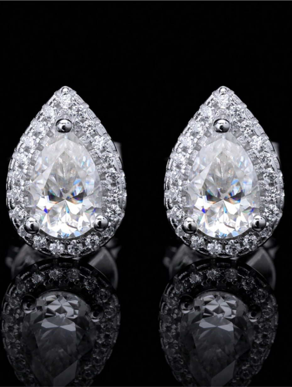Moissanite Pear Earrings | Elegant Design