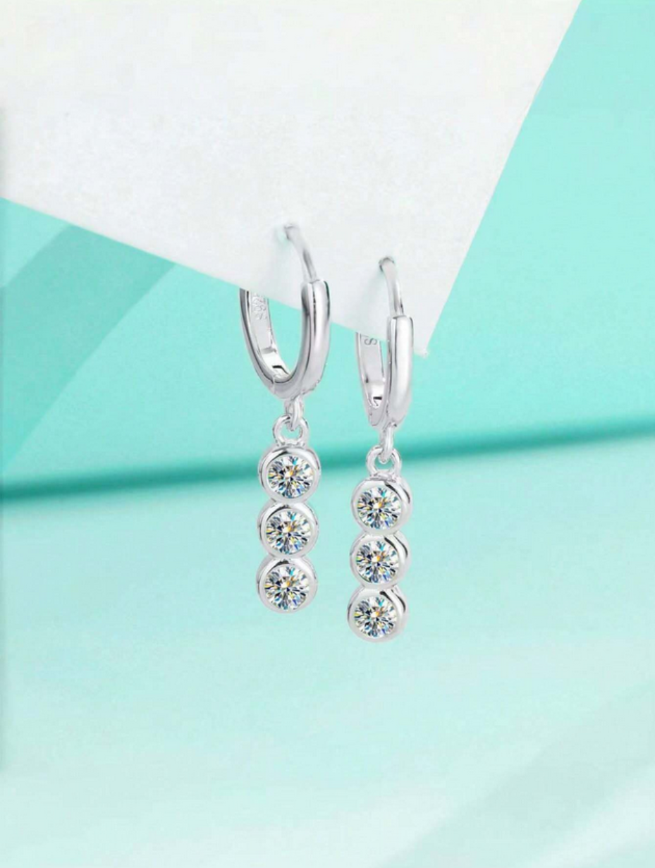 Three-Stone Moissanite Bubble Earrings | S925 Silver Charm