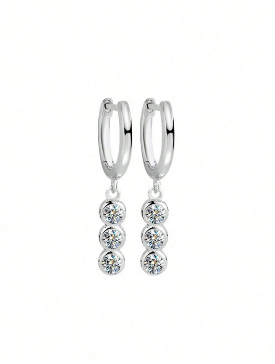 Three-Stone Moissanite Bubble Earrings | S925 Silver Charm