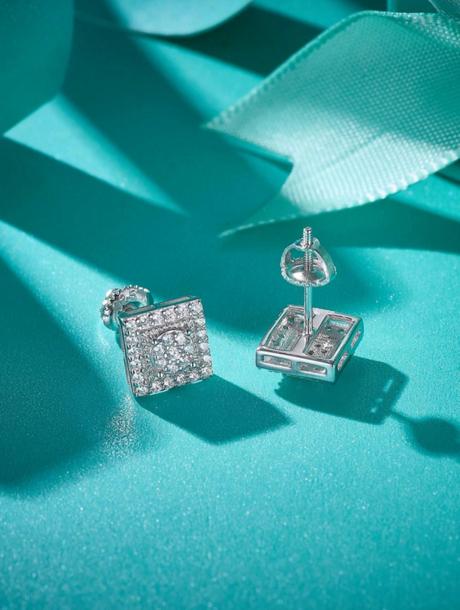 Princess Cut Moissanite Stud Earrings | S925 Silver Luxury