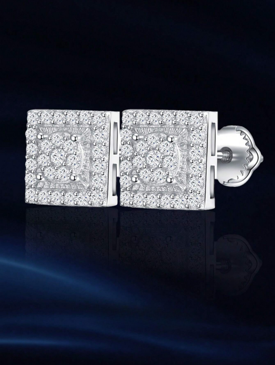 Princess Cut Moissanite Stud Earrings | S925 Silver Luxury