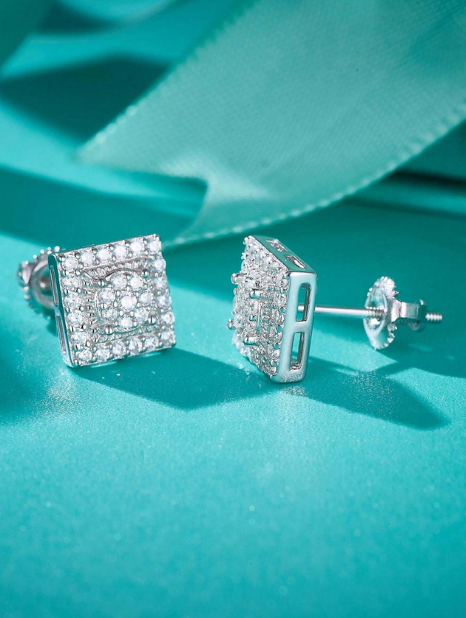 Princess Cut Moissanite Stud Earrings | S925 Silver Luxury
