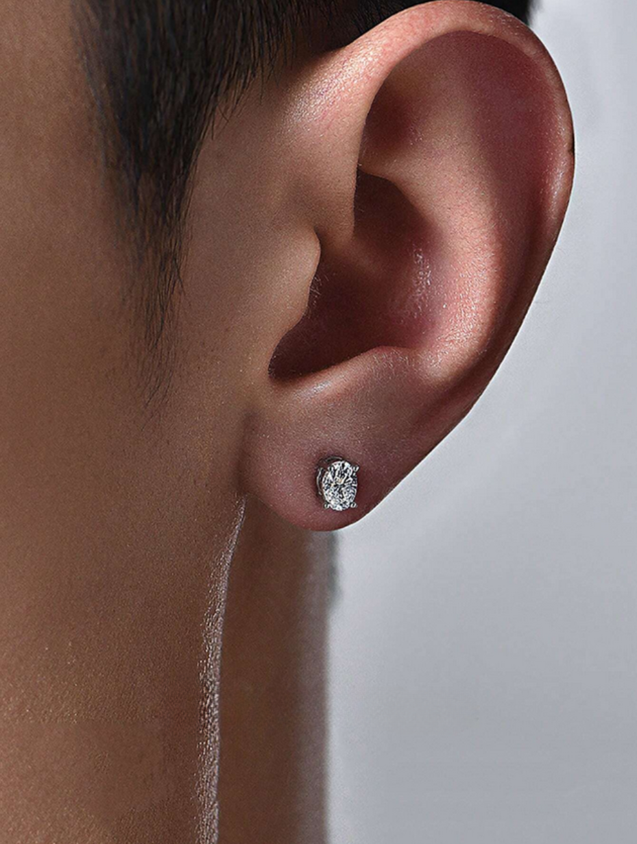 Oval Moissanite Stud Earrings | S925 Silver Trend