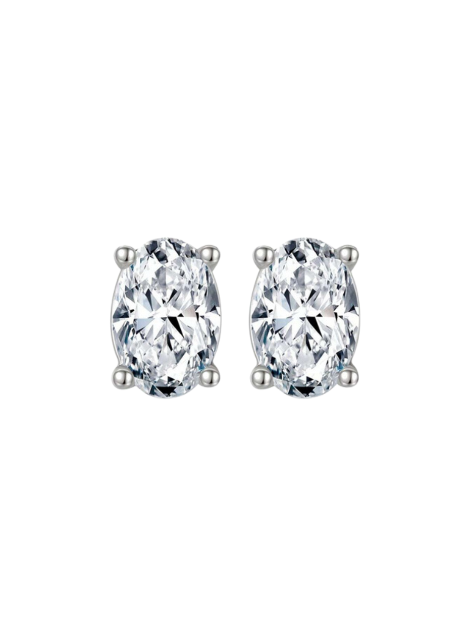Oval Moissanite Stud Earrings | S925 Silver Trend