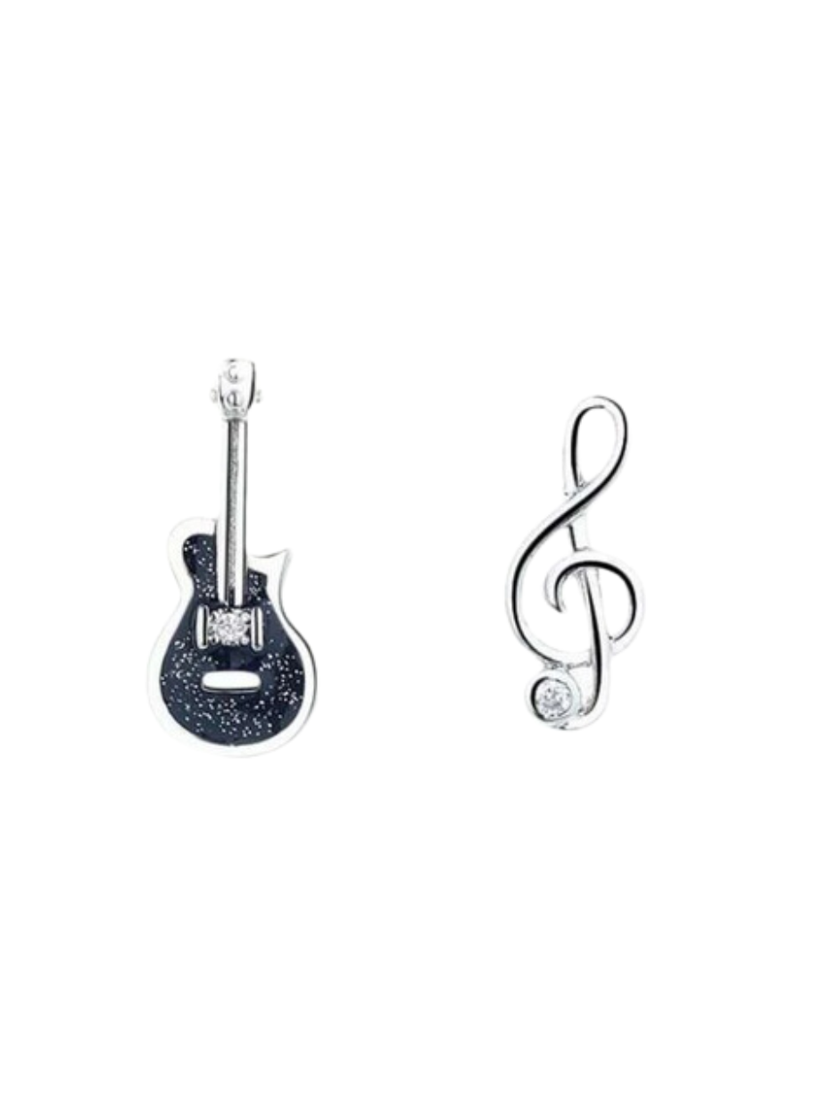 Moissanit Øreringe til Guitarnoter | Asymmetrisk S925-Stil