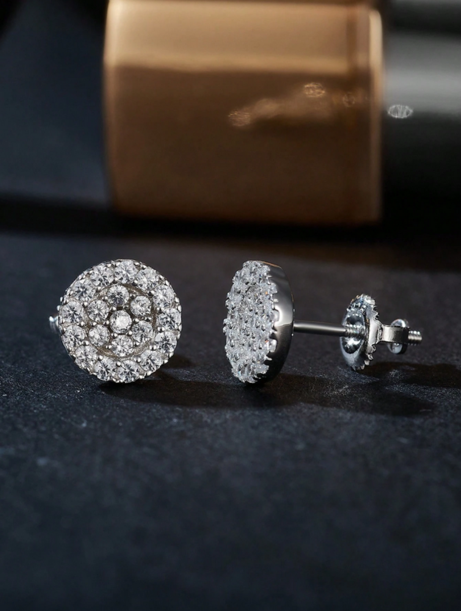 Round Moissanite Stud Earrings | S925 Silver Classic