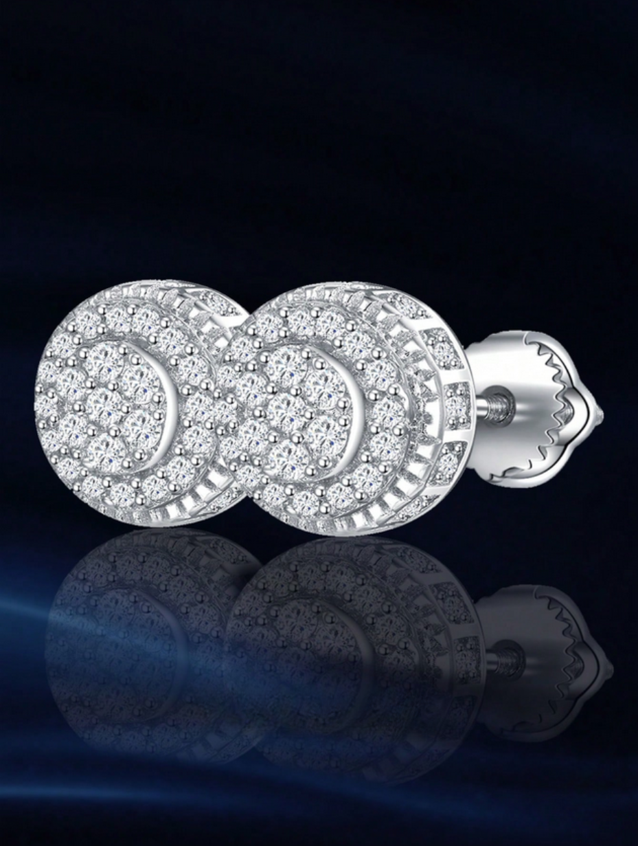 Round Moissanite Stud Earrings | S925 Silver Classic