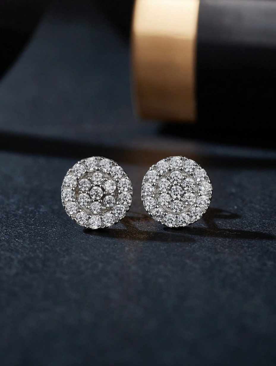 Round Moissanite Stud Earrings | S925 Silver Classic