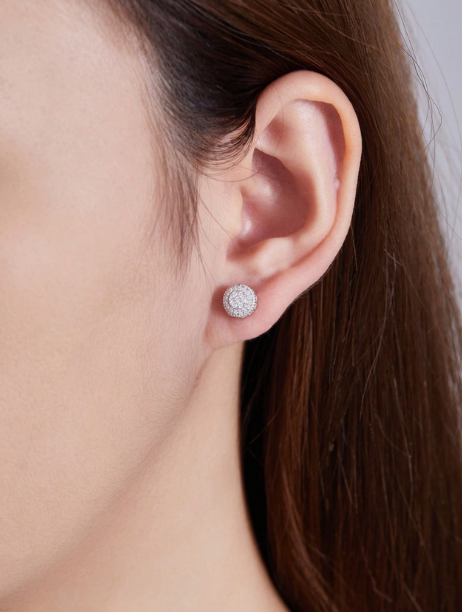 Round Moissanite Stud Earrings | S925 Silver Classic