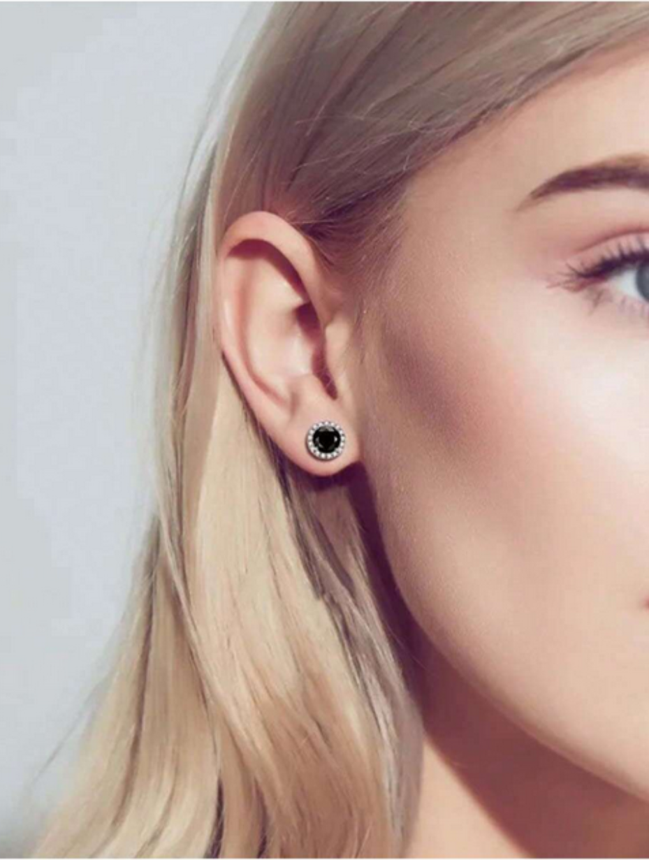 Colorful Moissanite Round Stud Earrings | Sterling Silver Charm