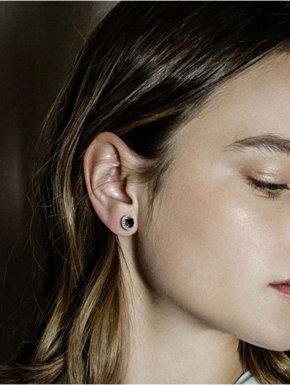 Colorful Moissanite Round Stud Earrings | Sterling Silver Charm