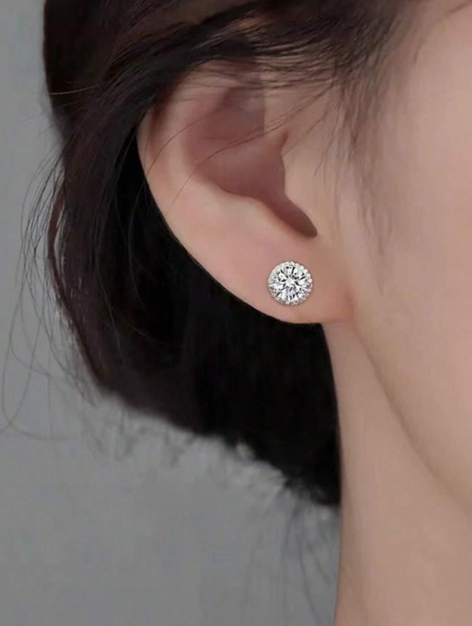 Double Round Sterling Silver Stud Earrings | Screw-On Design