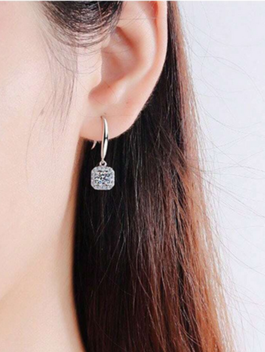 Square Moissanite Stud Earrings | S925 Sterling Silver