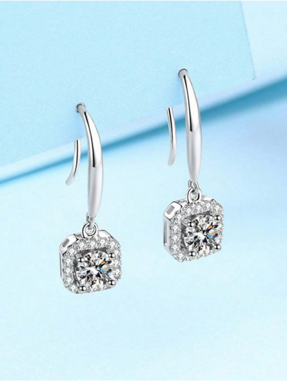 Square Moissanite Stud Earrings | S925 Sterling Silver