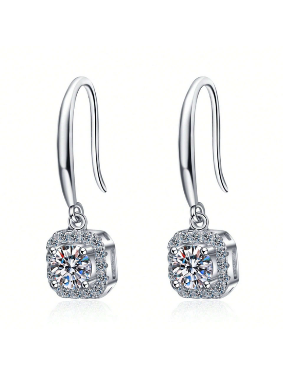 Square Moissanite Stud Earrings | S925 Sterling Silver