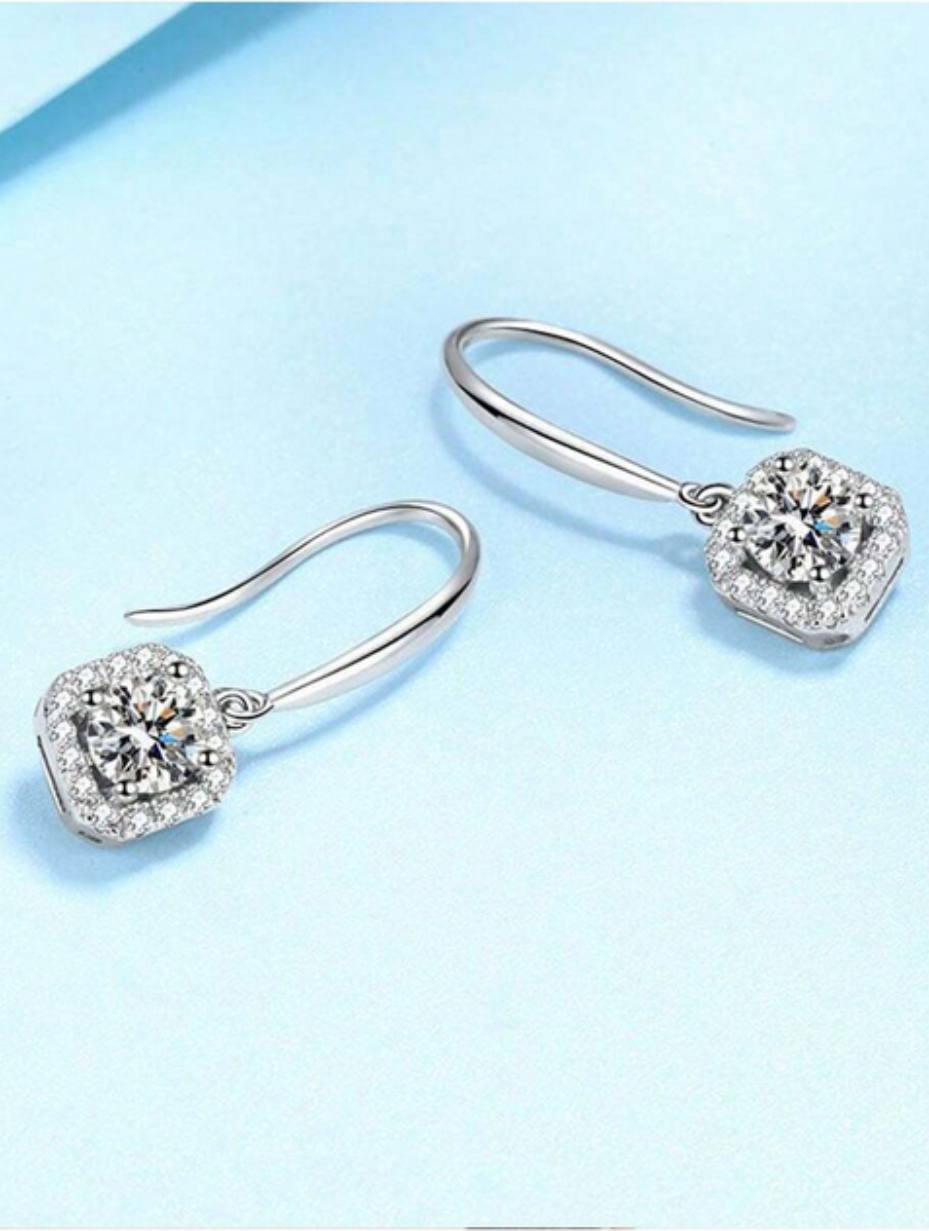 Square Moissanite Stud Earrings | S925 Sterling Silver