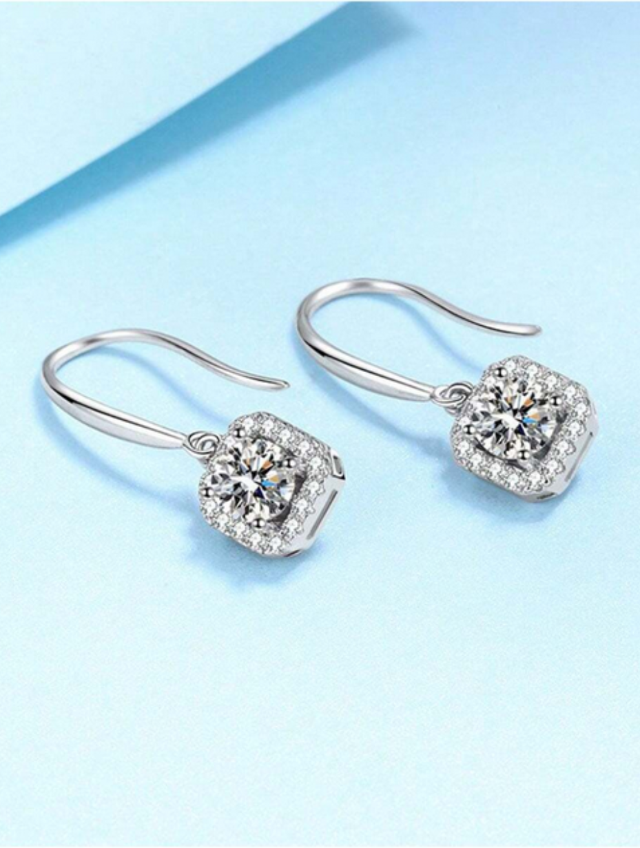 Square Moissanite Stud Earrings | S925 Sterling Silver