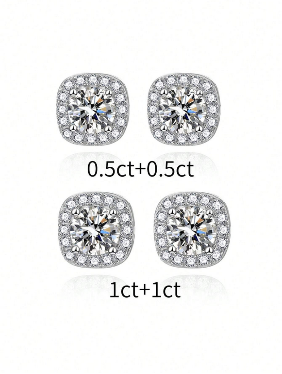 Luxury Moissanite Stud Earrings | S925 Sterling Silver