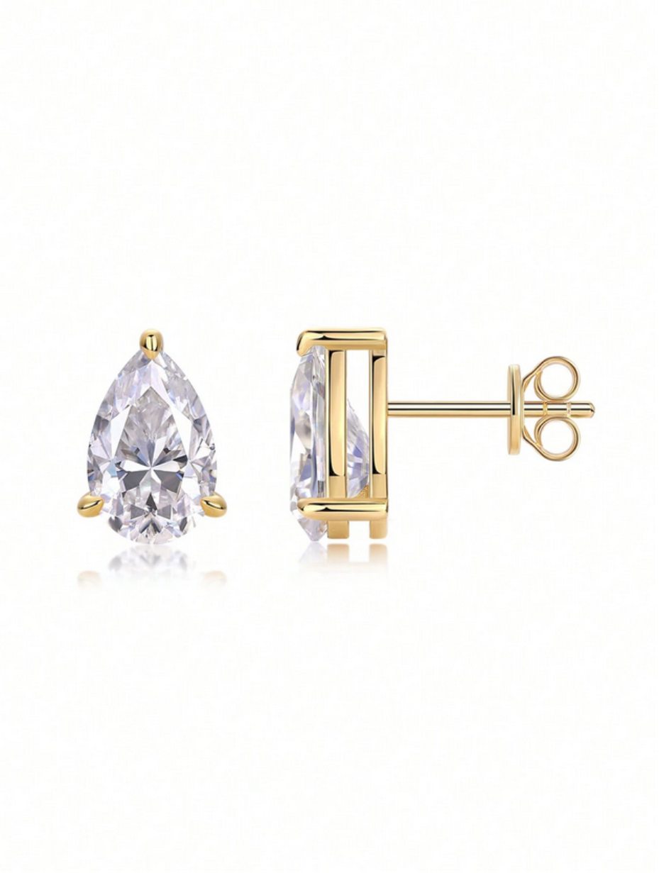 Teardrop Moissanite Stud Earrings | S925 Sterling Silver